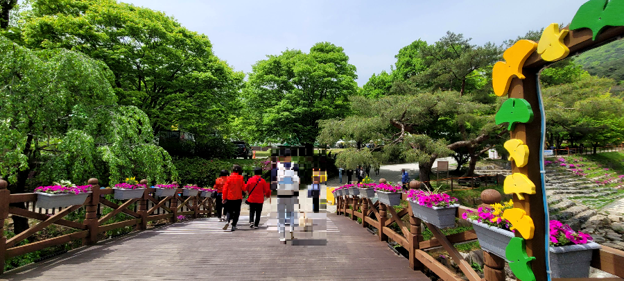 용문산 관광지 강가 다리