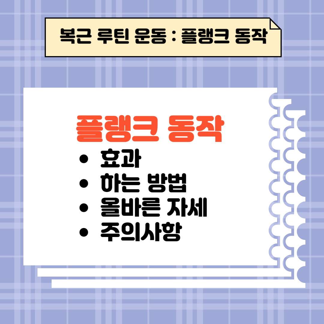 복근 루틴 운동 : 플랭크 동작