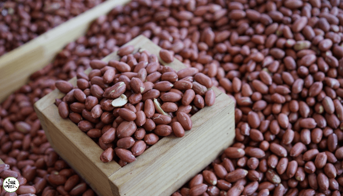 나무그릇에-속껍질채로-있는-땅콩을-담아둠