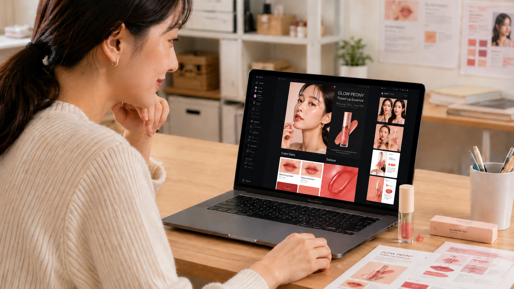完成したメイクアップ詳細ページを確認するEC販売者