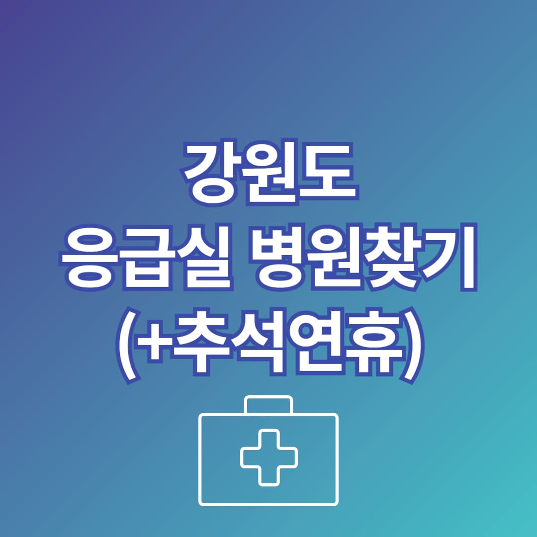 강원도 추석 응급실 문 여는 병원 찾는 법 안내