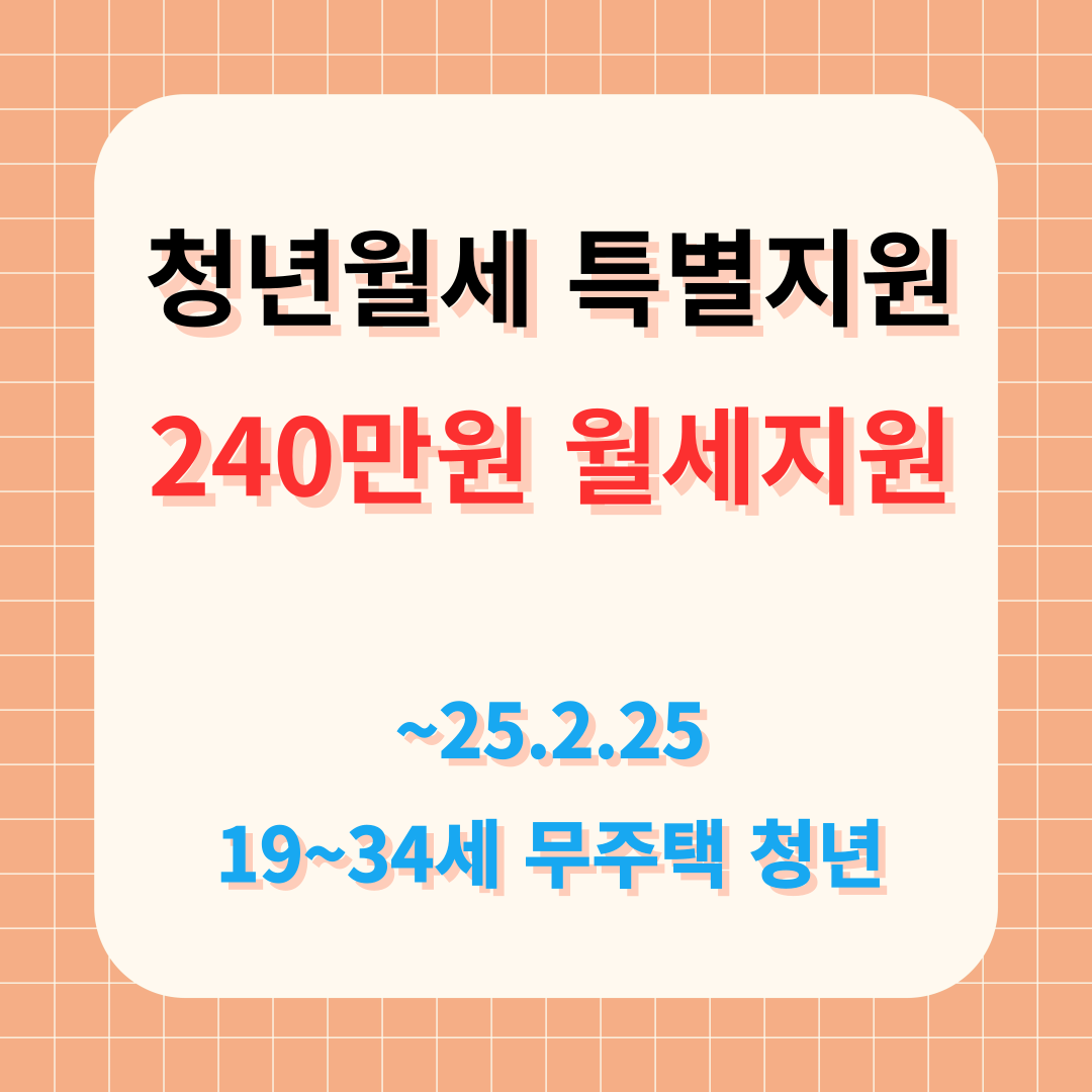 청년월세특별지원, 1년간 최대 240만 원 월세 지원