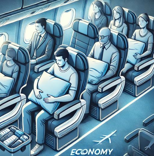 이코노미석에서 공간을 활용하는 이미지