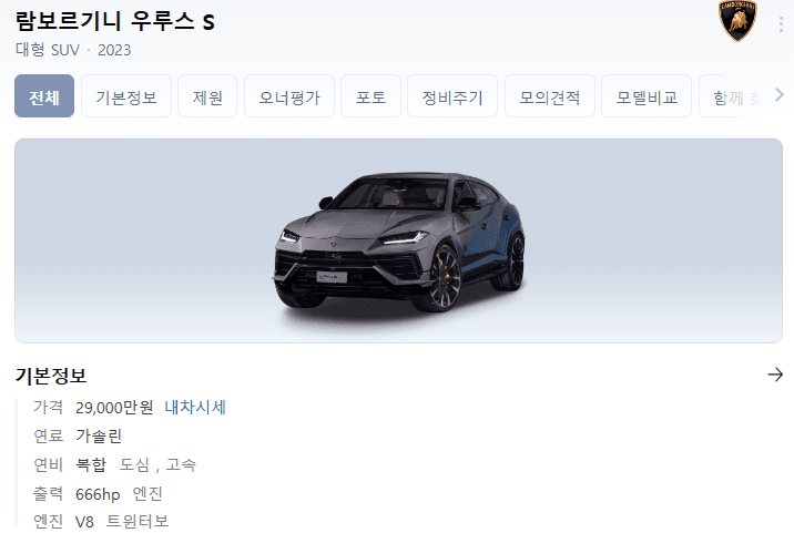 우루스 S가격