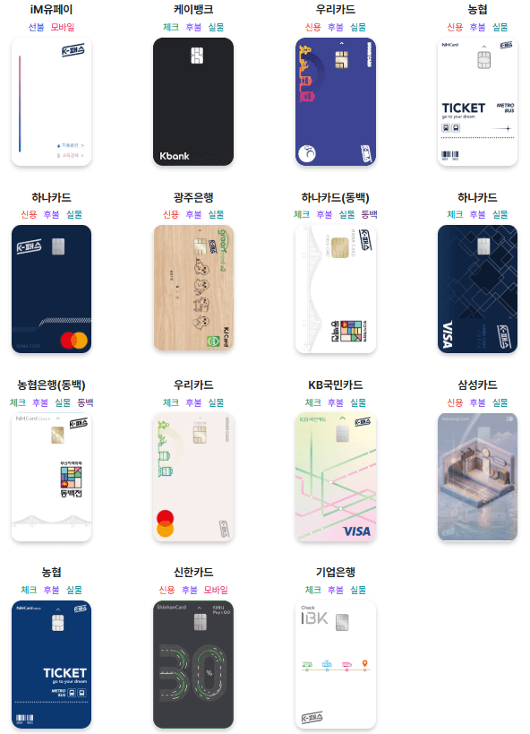 K패스카드 카드 종류1
