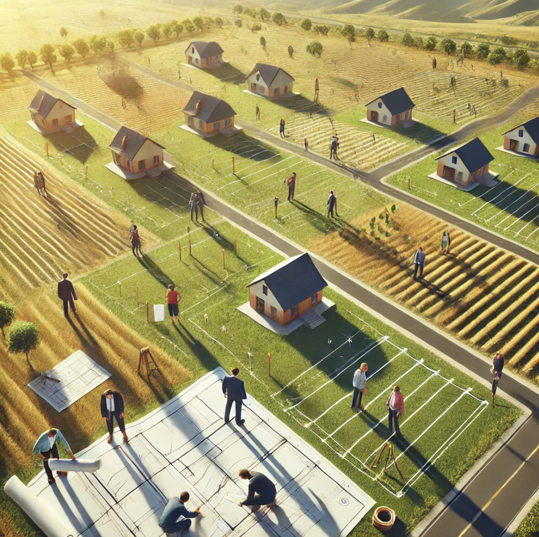 집집마다 구획을 나눠 토지를 이용하는 모습의 미니어쳐 사진