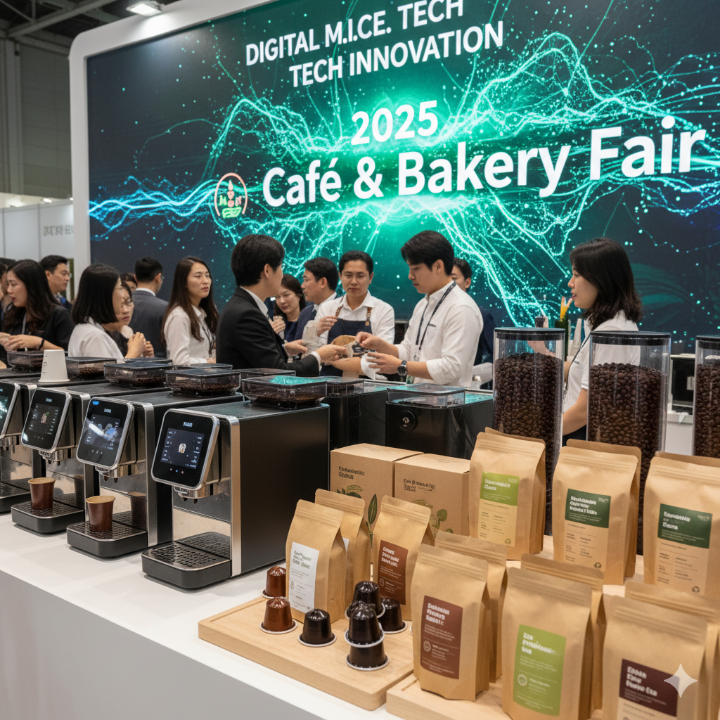 친환경 원두 포장재와 신형 캡슐 커피 머신 전시 예상 이미지