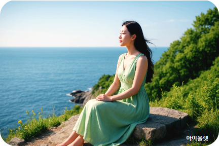 남해 수평선을 바라보는 금파