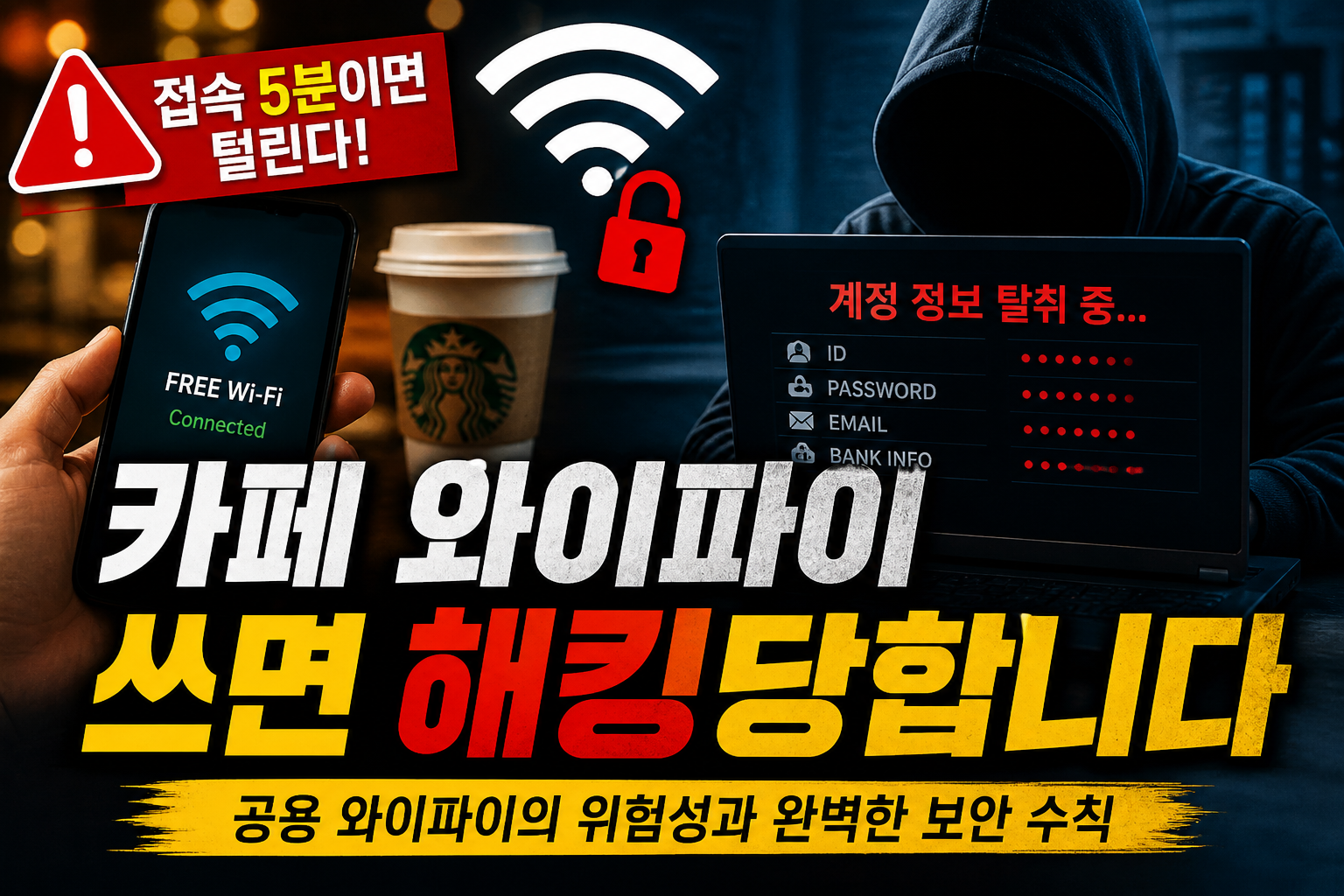 카페 공용 와이파이 해킹 위험성과 필수 보안 설정 가이드