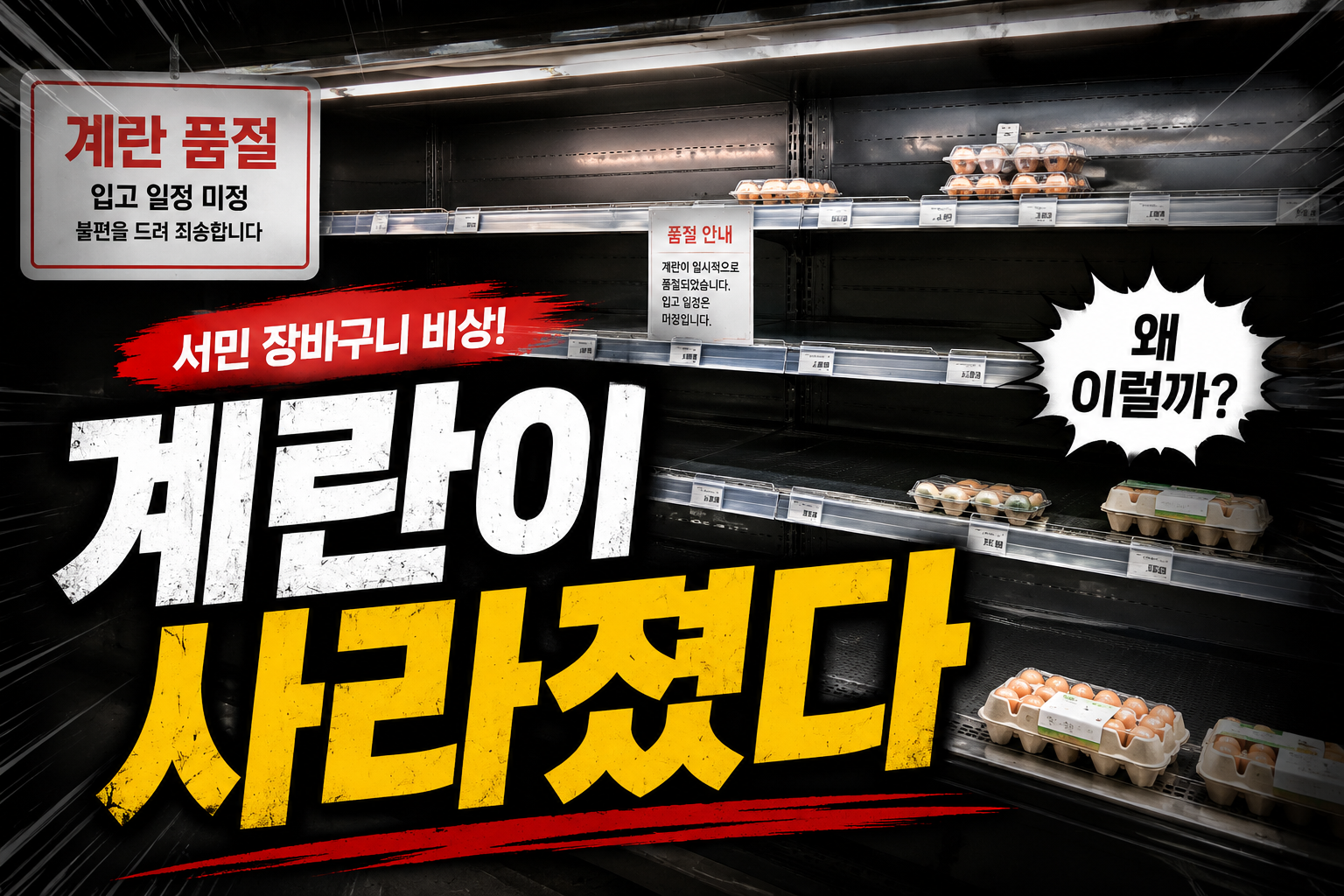 계란 가격의 상승으로 인한 품절 대란 이미지