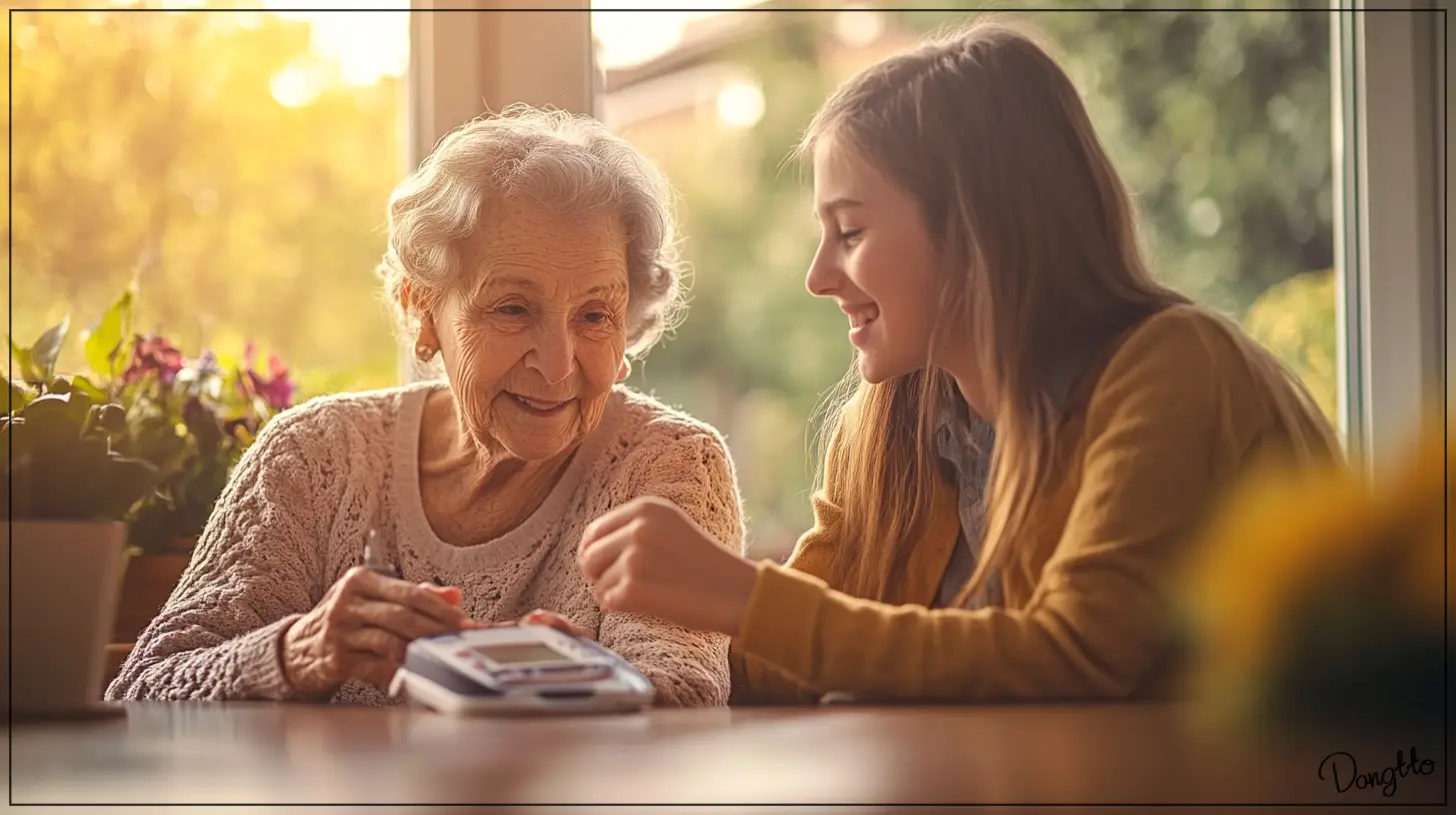 당뇨에-좋은-음식-카무트-효소-효능-가정에서-혈당을-재며-당뇨를-관리하는-가족들의-모습
