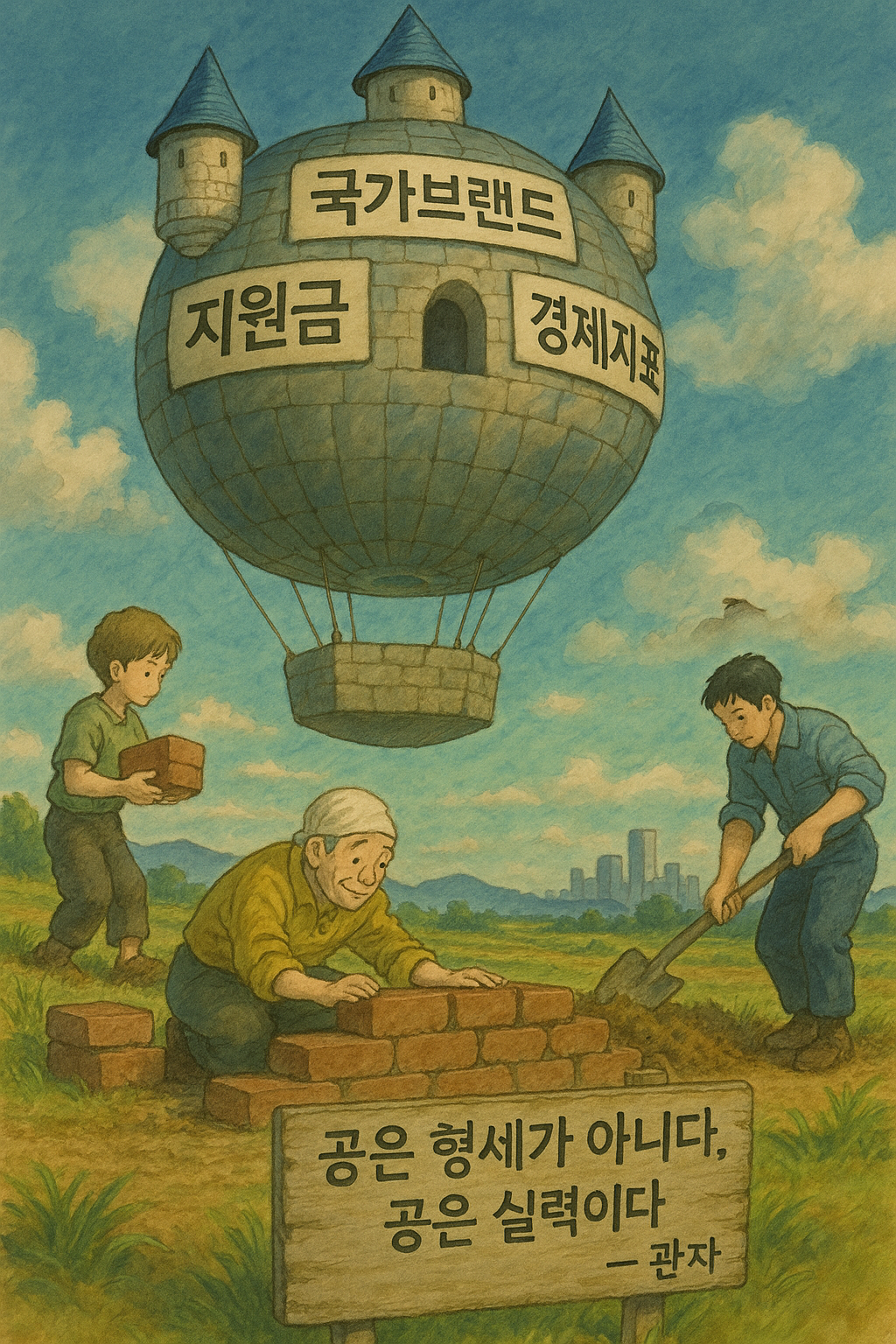 "화려한 형세 위에 떠 있는 풍선국가, 아래에서 자립을 쌓는 백성들"