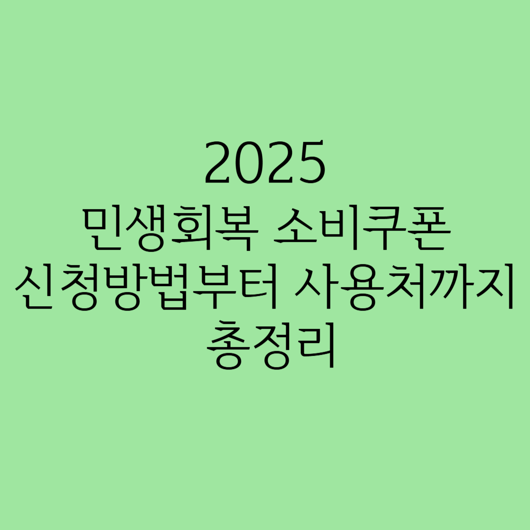2025 민생회복 소비쿠폰 신청방법부터 사용처까지 총정리