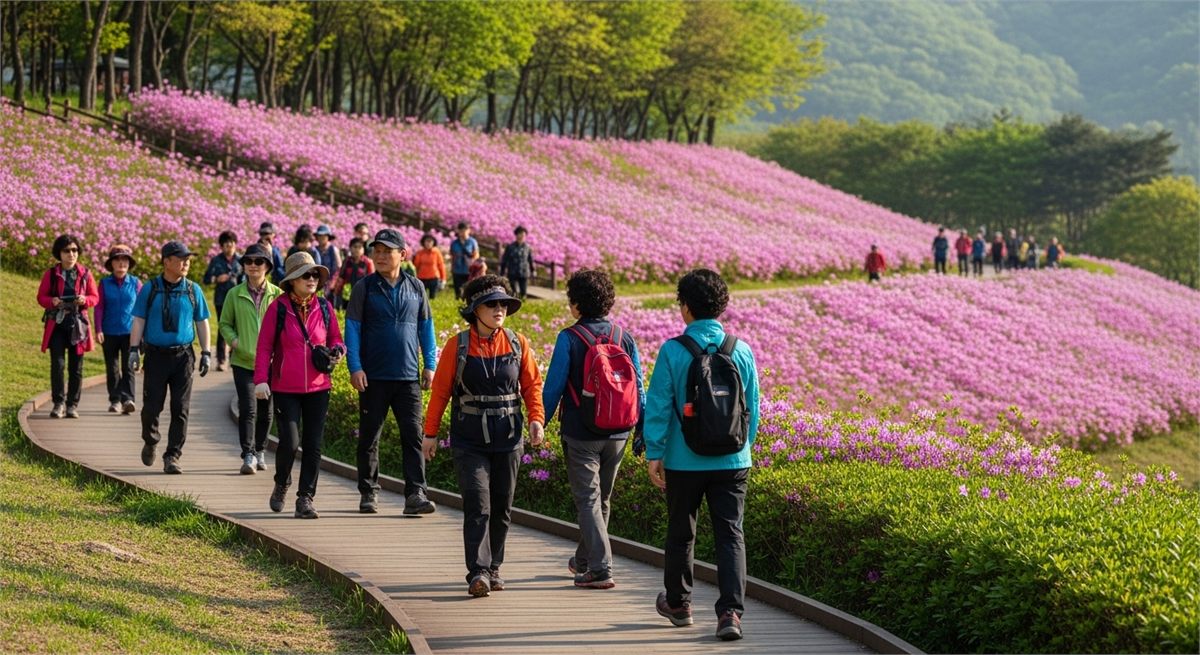 불암산 철쭉동산과 숲이 함께 보이는 넓은 파노라마 풍경