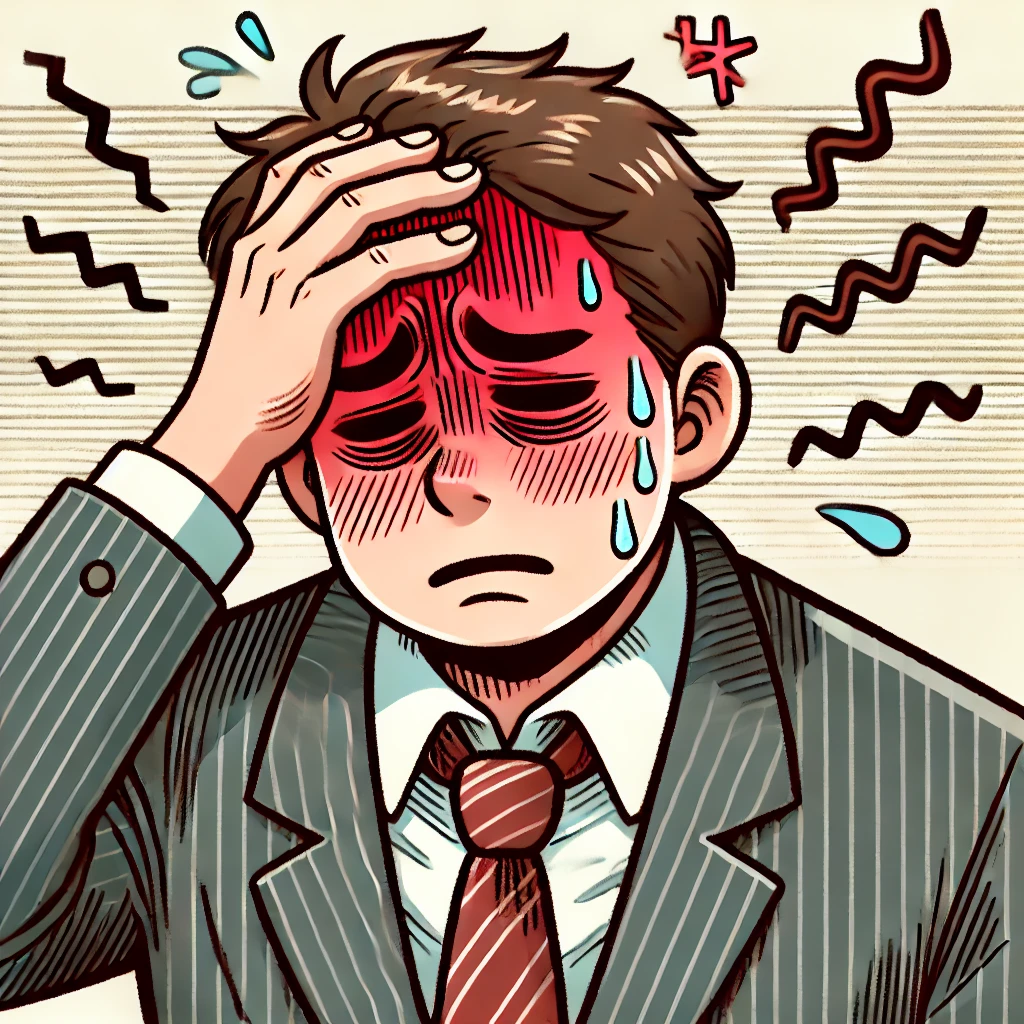 숙취를 앓고 있는 남성