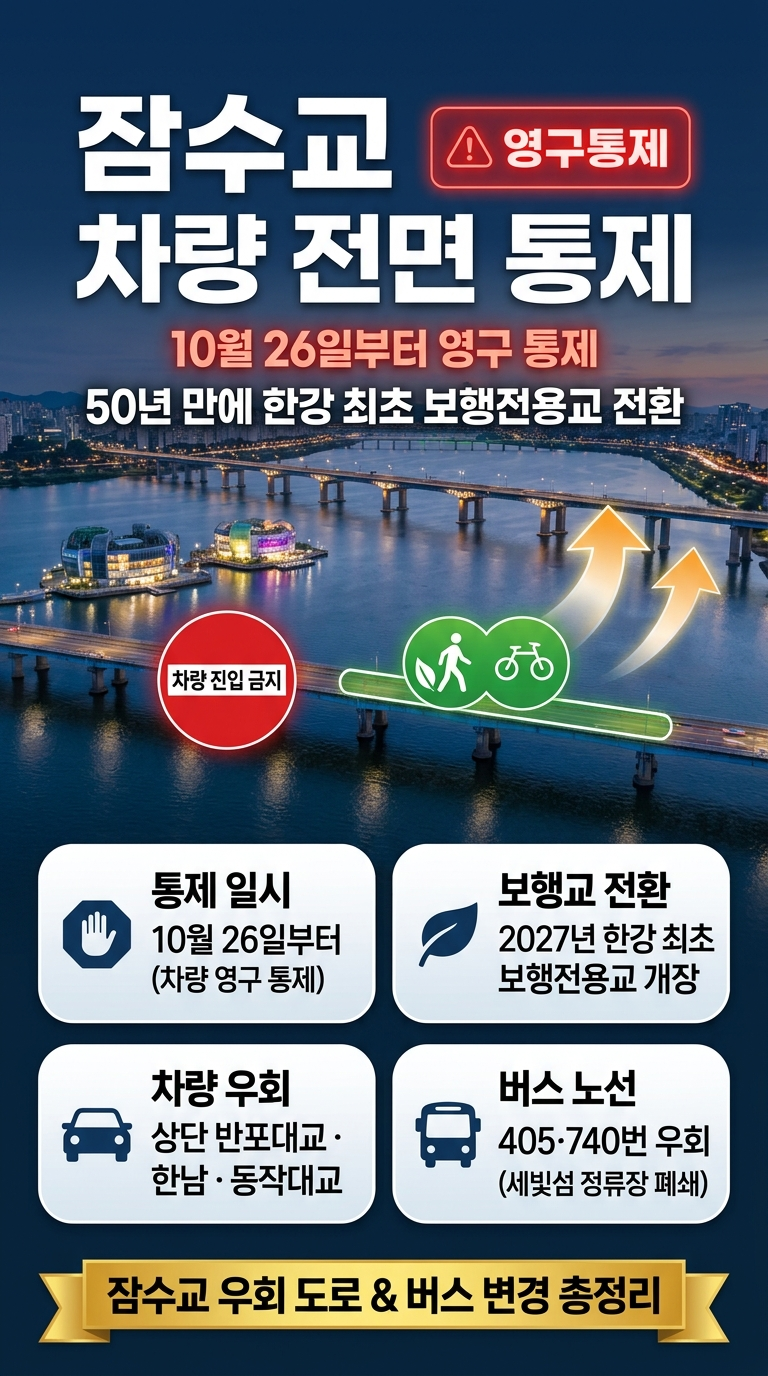잠수교 차량 전면 통제 날짜, 이유, 보형 전용, 차량 우회 도로, 버스 노선 변경 정보, 반응 및 향후 전망