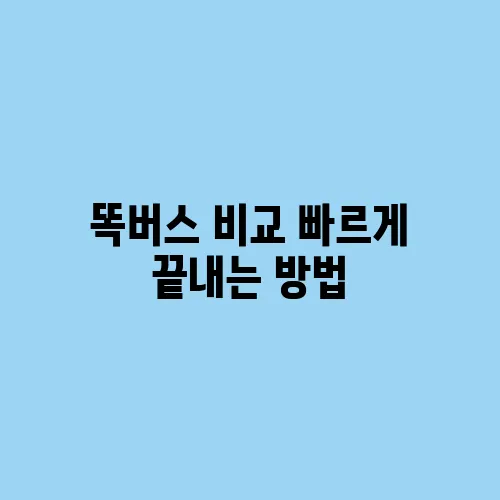 똑버스 비교 빠르게 끝내는 방법