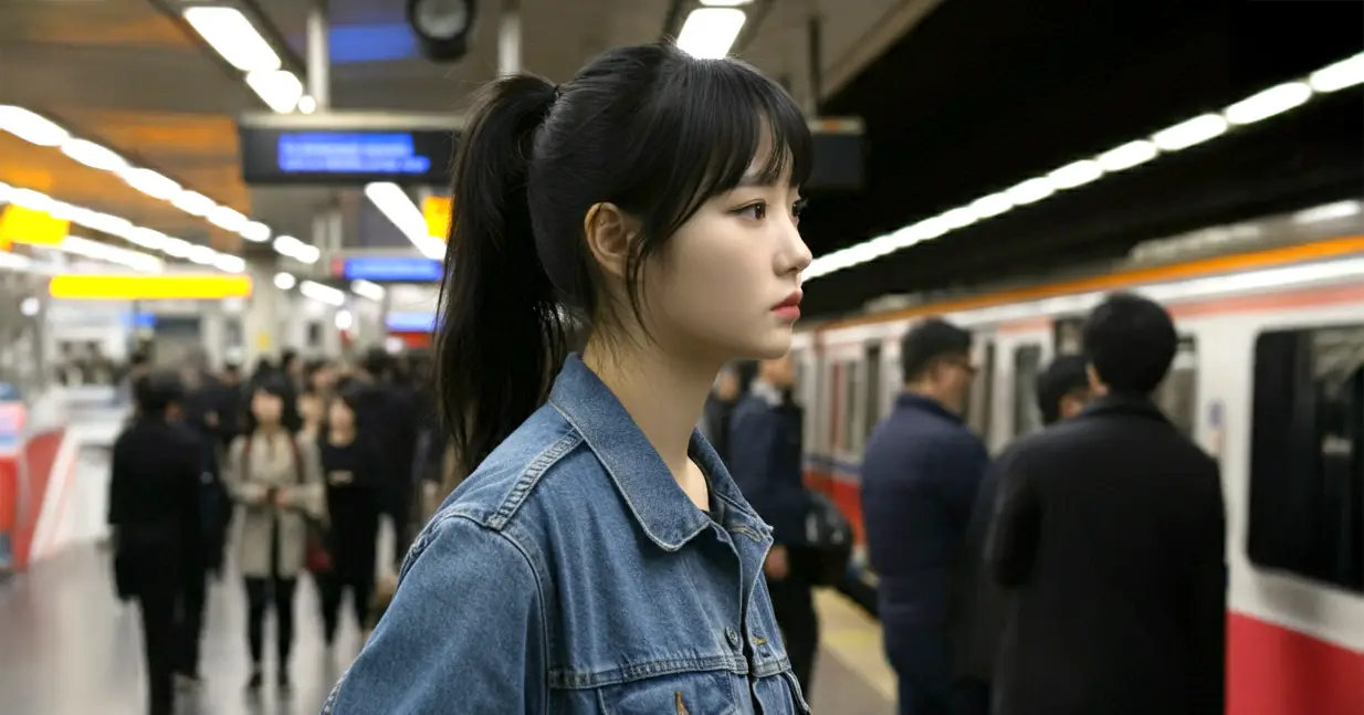 지하철을 기다리는 여성