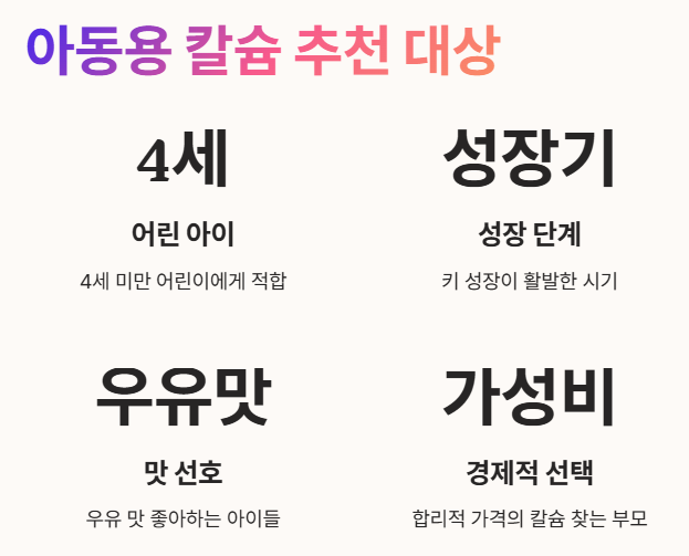 아동용 칼슘 추천 대상 