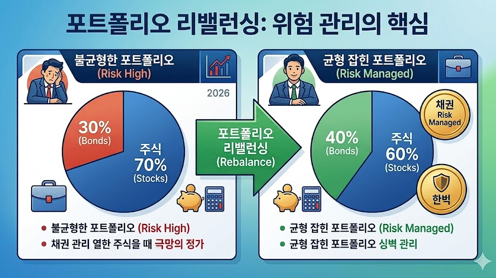 포트폴리오 리밸런싱 전후 비교 인포그래픽