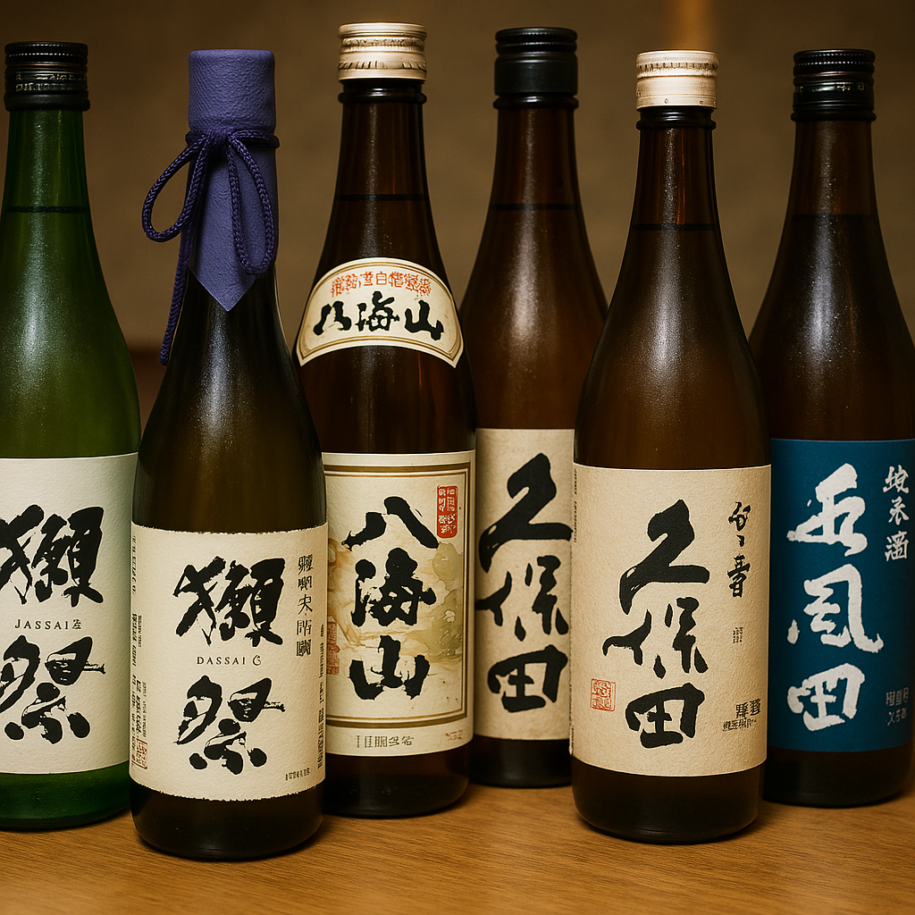 테이블 위에 진열된 일본 사케