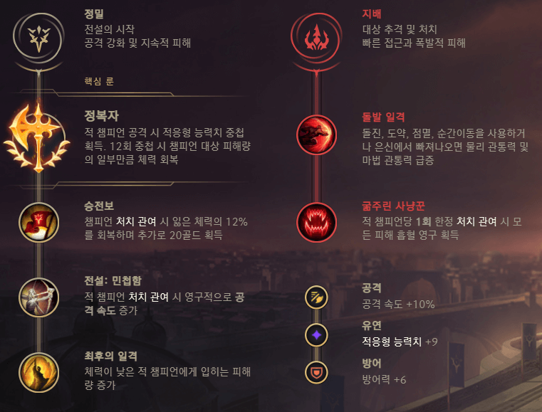 정밀 + 지배 (정복자)