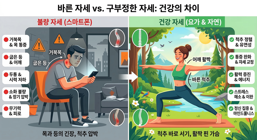 스마트폰 중독과 야외 활동의 신체적 영향 비교