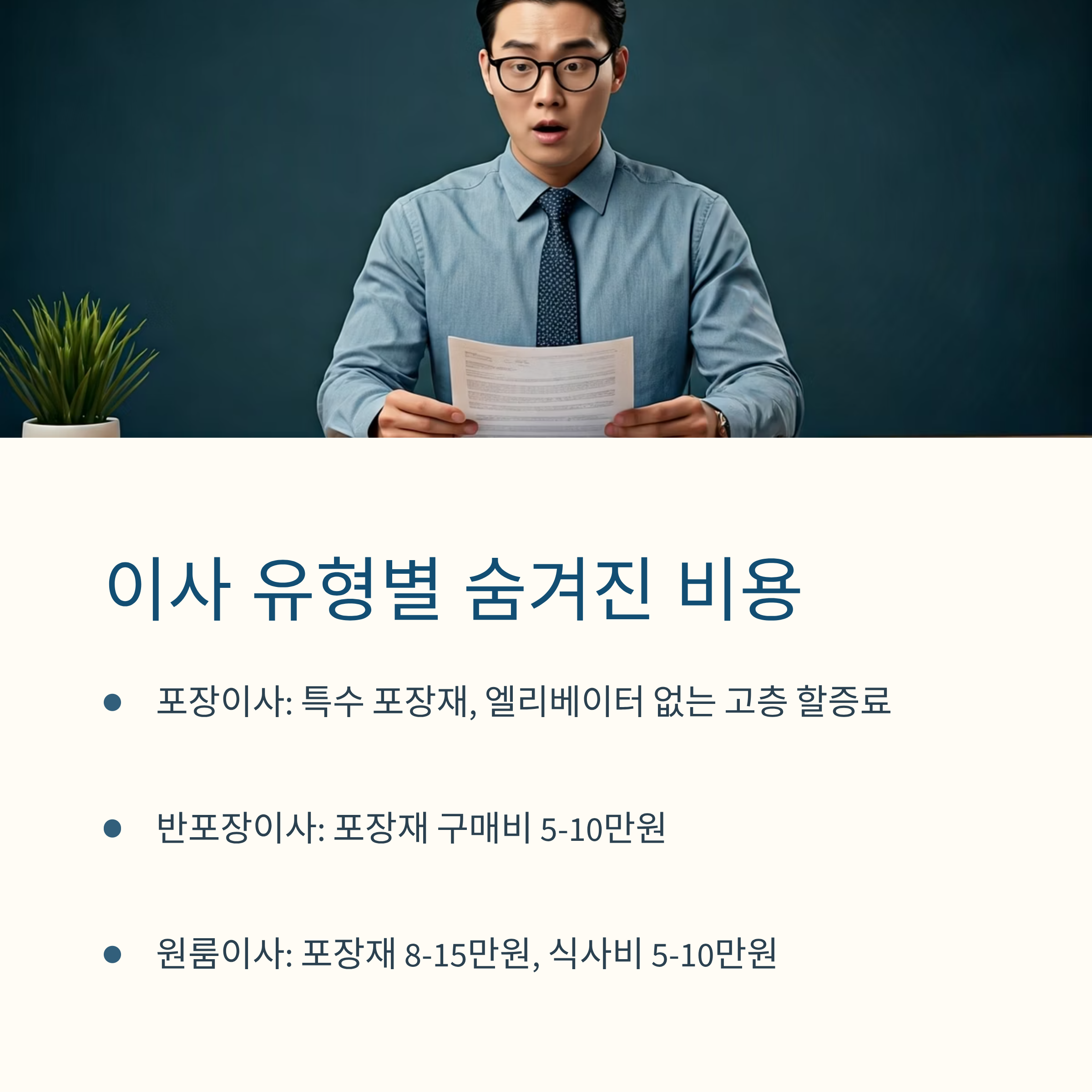 이사 유형별 숨겨빌 비용 확인