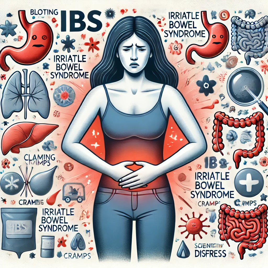 과민성대장증후군으로 힘들어하는 여성 이미지