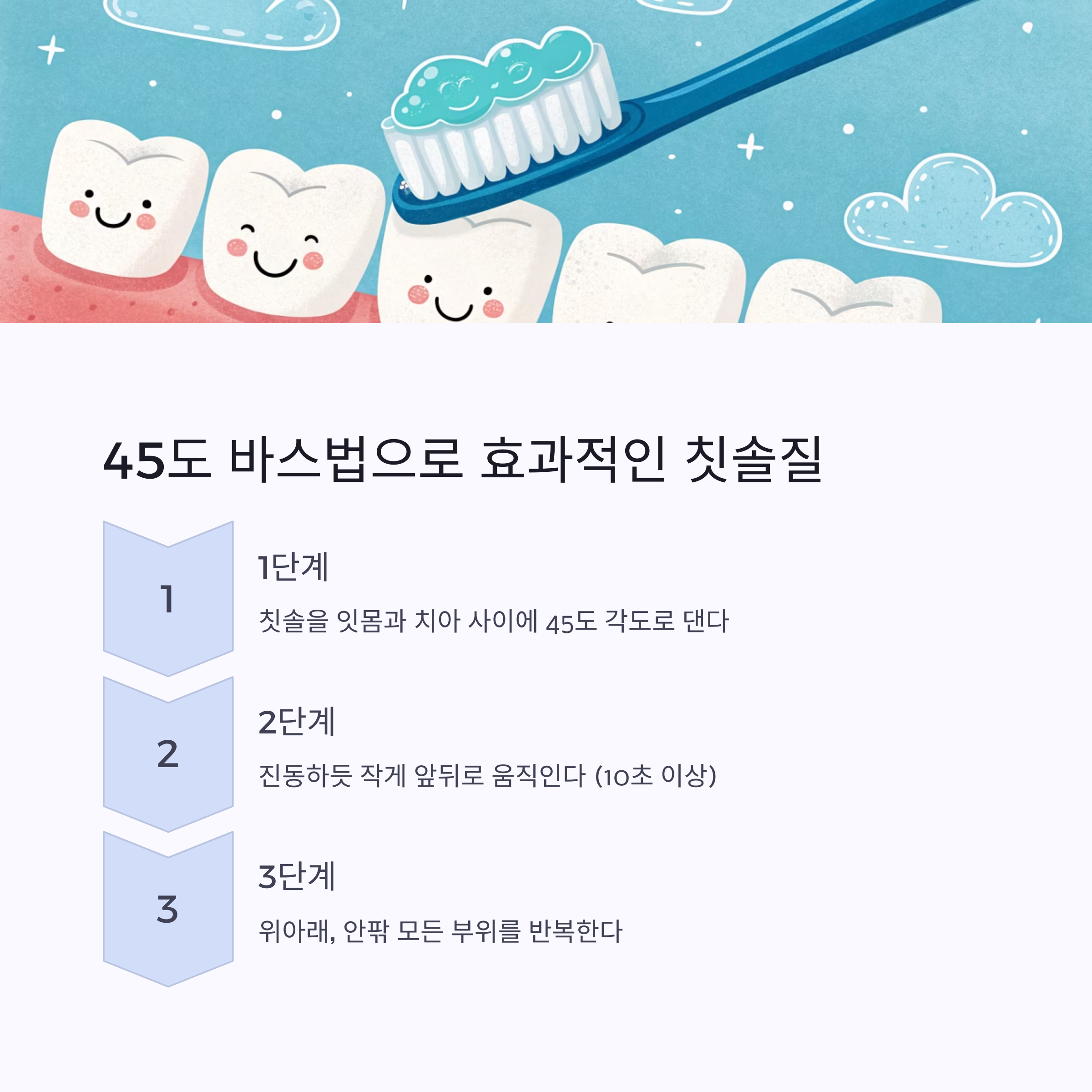 45도 바스법으로 효과적인 칫솔질