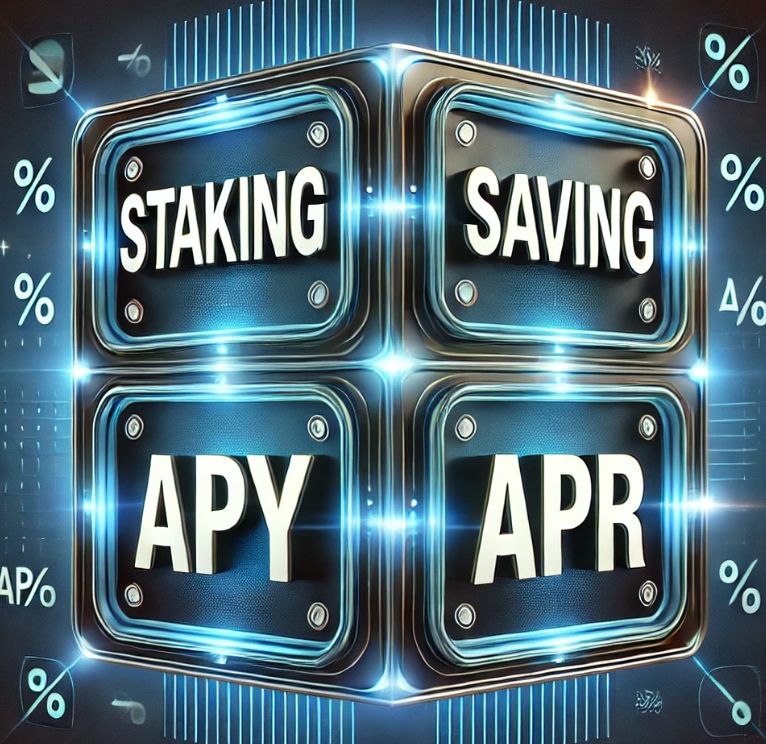사각형 안에 스테이킹 세이빙 APY APR이 각각 써있다.