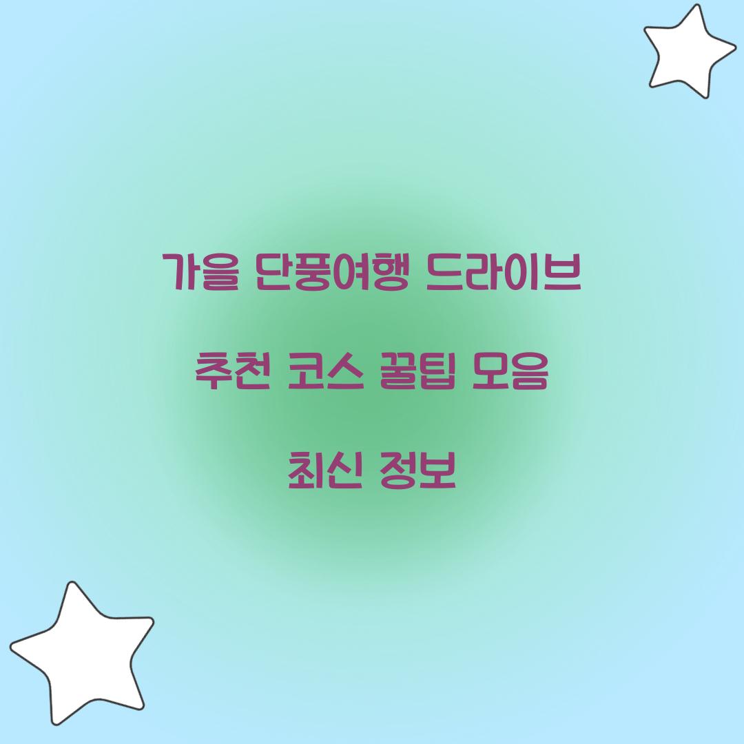 가을 단풍여행 드라이브