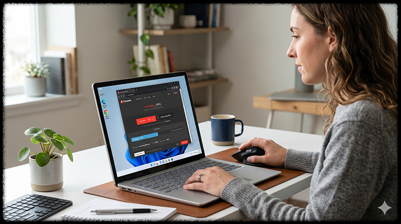 웹사이트에서 영상 파일 형식을 변환하는 모습