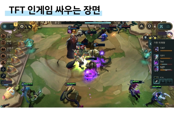 TFT-인게임-상대편과-싸우는-TFT-캐릭터들