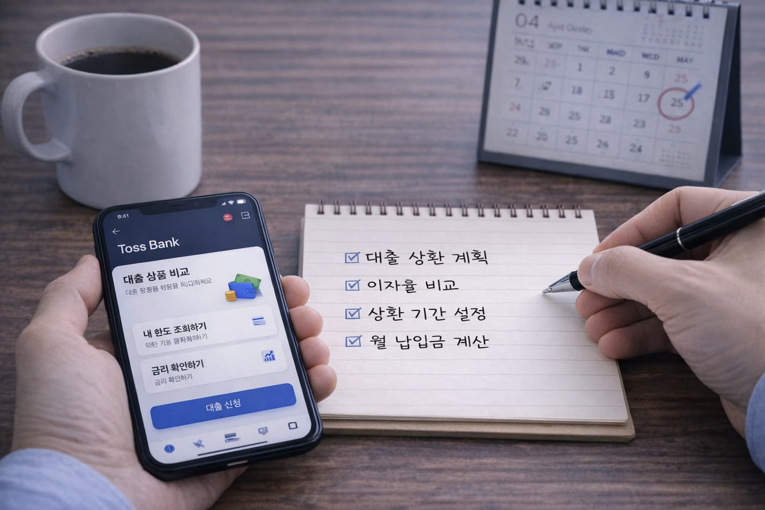 상환 계획을 적는 장면