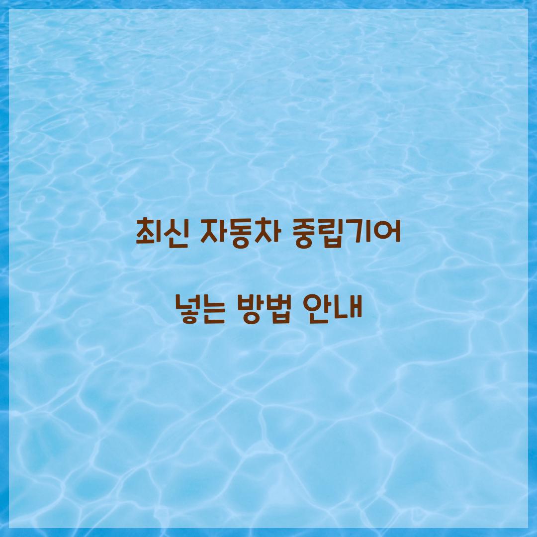 중립기어 넣는 방법