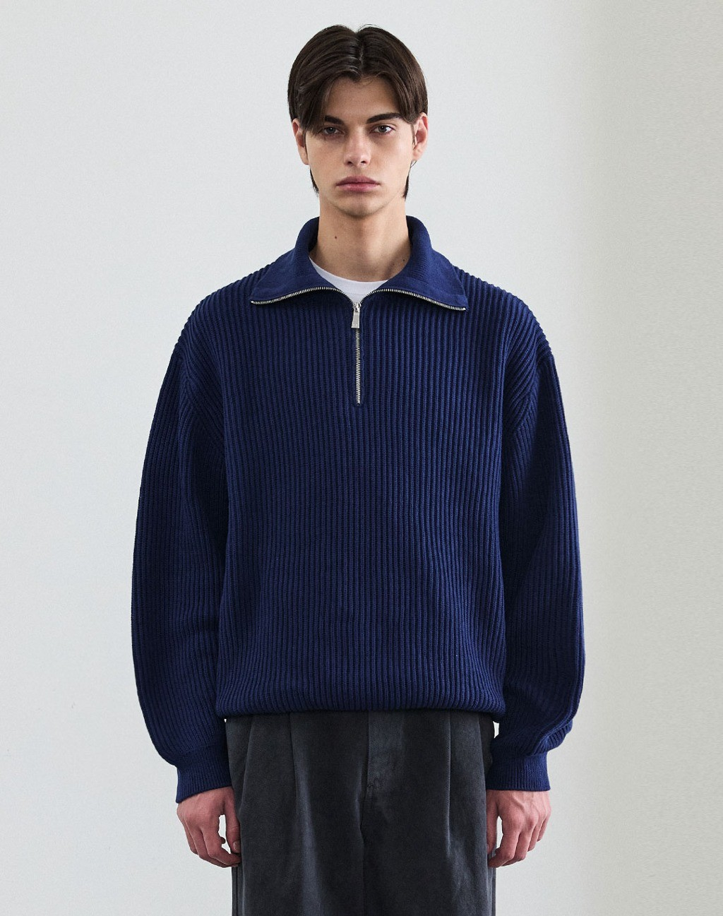 겨울철 이너웨어 : 메르고 하프 집업 니트