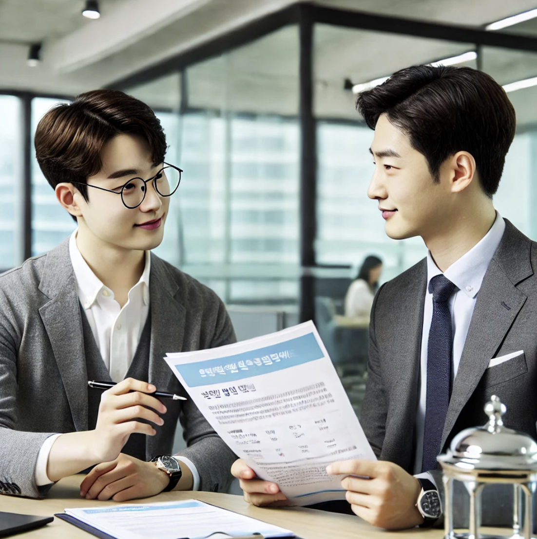 연금보험료 지원 상담 중인 근로자 