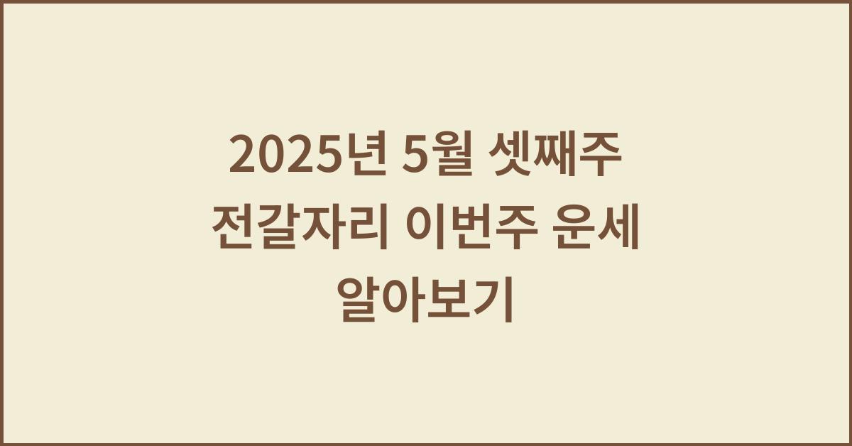 2025년 5월 셋째주 전갈자리 이번주 운세