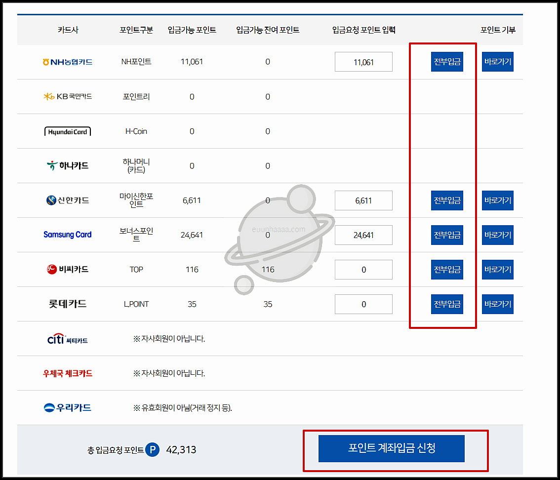 카드 포인트 현금전환 방법