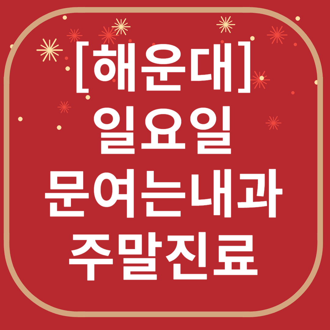 해운대 일요일 문 여는 내과 목록 ❘ 토요일 공휴일 주말 야간진료 병원 찾기