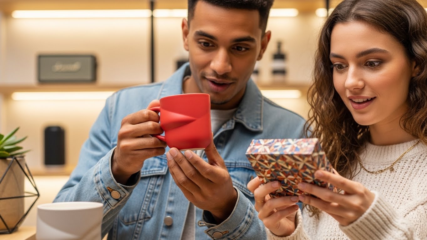 MZ세대가 감성적인 제품을 보며 만족하는 모습