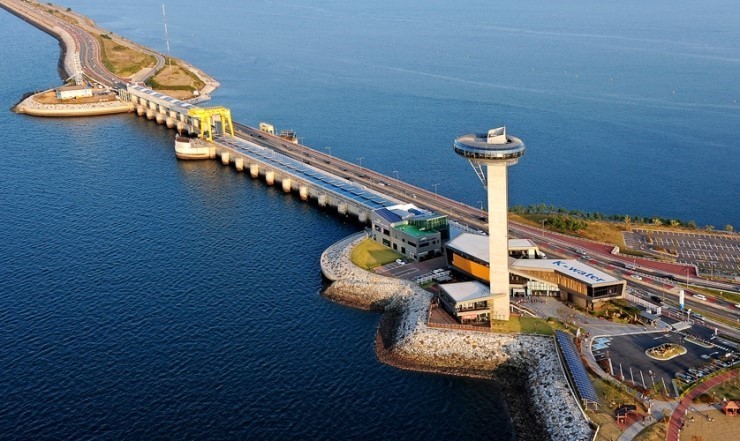 안산 시화호 조력밸전소 전경 사진