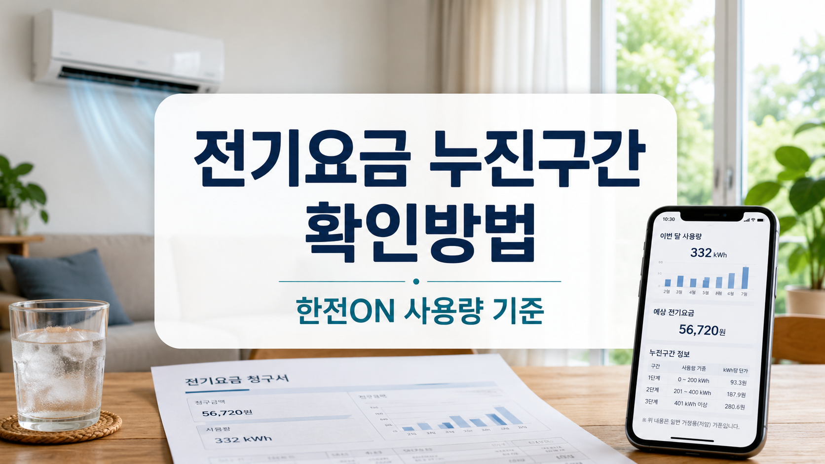 여름철 전기요금 누진구간 확인방법과 한전ON 사용량 기준을 안내하는 대표 이미지
