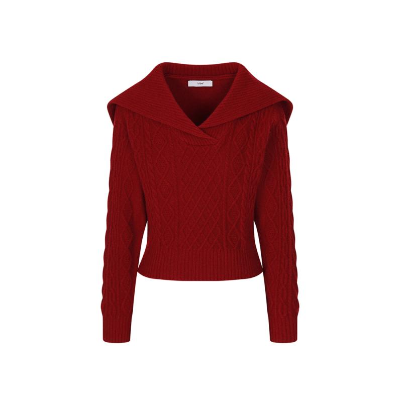 르샵 오픈 세일러 카라 꽈배기 니트 SNAKP780