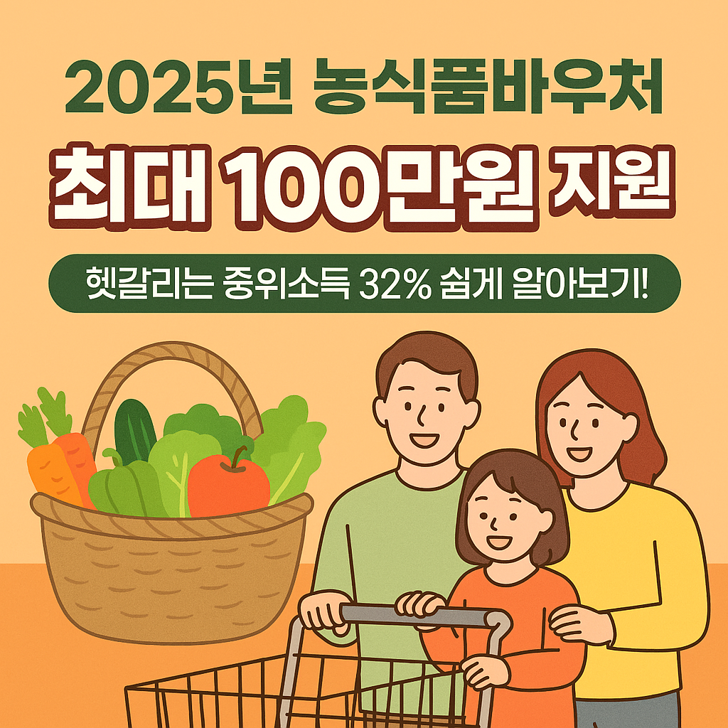농식품바우처 2025년 대상자(중위소득 32% ) 신청방법 사용방법 농식푸바우처카드 플랫폼 foodvoucher.go.kr 까지