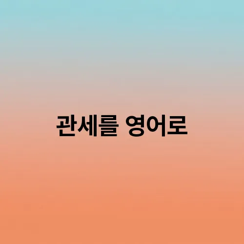관세를 영어로