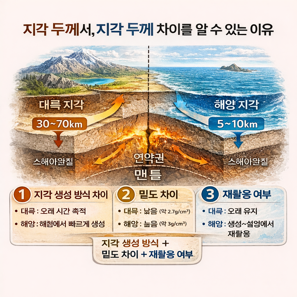 지각 두께는 왜 다를까 대륙 vs 해양 완벽 비교