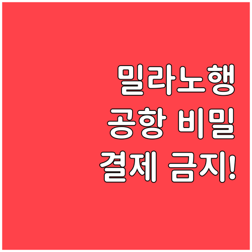 밀라노행 항공권 결제 전 반드시 확인..