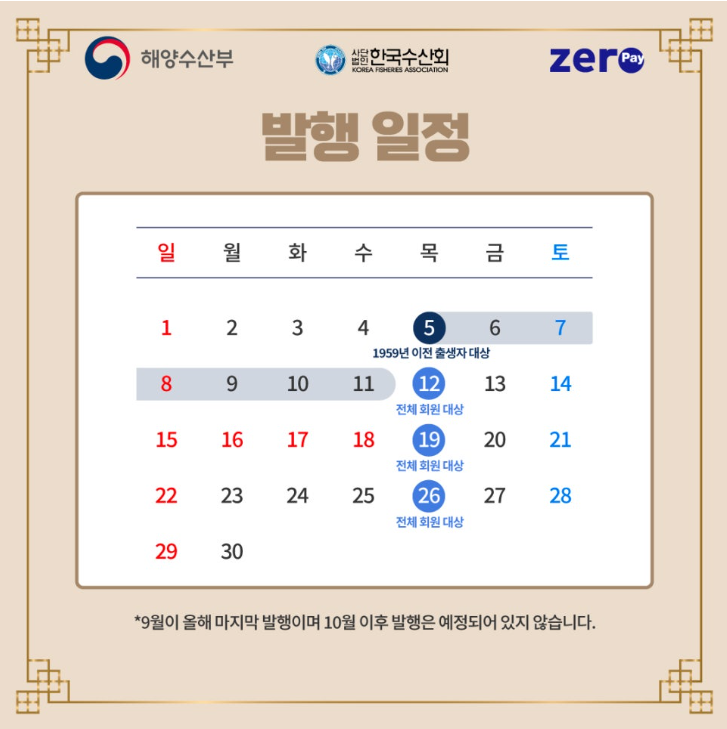 수산대전 상품권 발행일정